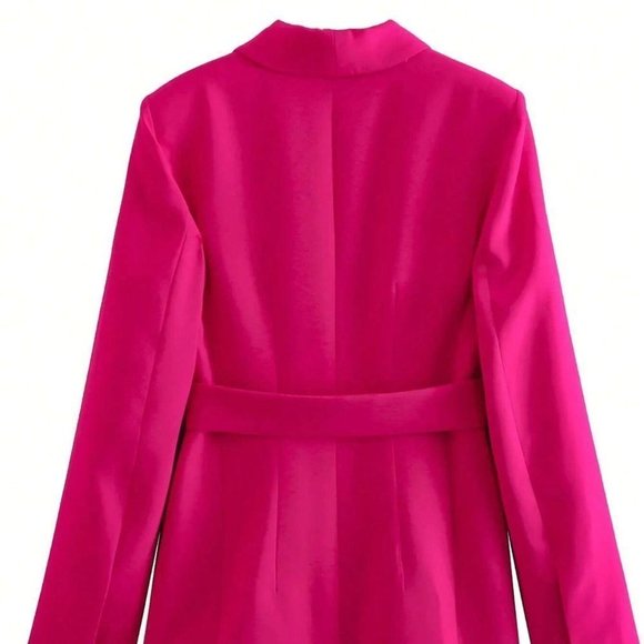 Chic and Classy Belted Blazer - Pink - Picture 4 of 5